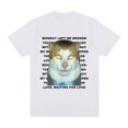thumbnail image 1 of Camiseta gráfica divertida "Lunes me dejó roto" de gato para hombre, de algodón, informal, de manga corta, estilo vintage, de gran tamaño., 1 of 8