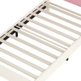 thumbnail image 6 of Luckynote Twin size Upholstered Princess Bed With Crown Headboard,Twin Size Platform Bed with Headboard and Footboard, Cream+Pink, 6 of 9