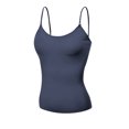 thumbnail image 4 of Basic Women Short Cami Built-In Shelf Bra - 4 Pk - Blk, Wht, Dnm Blu, Lgt Olv, L, 4 of 6