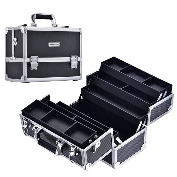 FRENESSA Estuche de Maquillaje Caja de Cosméticos Grande Bandejas de 6 Niveles con Compartimentos Caja de Maquillaje Profesional Estuche Organizador de Almacenamiento de Joyas Fondo Ajustable con Corr