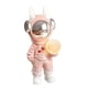 thumbnail image 4 of Escultura de figura de astronauta sosteniendo una lámpara, adorno de piso para dormitorio. Rosado, 4 of 9