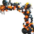 thumbnail image 4 of Kit de arco de guirnalda de globos de Halloween, juego de decoración de globos de Halloween de color negro y naranja, pegatina de murciélago 3D, telaraña para decoración de aula de fondo de fiesta te, 4 of 5