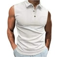 thumbnail image 2 of Sleeveless Golf Shirts for Men with Pocket Button Collared Waffleknit Tank Tops Mens Solid Color Slim Pullover Casual Comfort Tshirts Tees, 2 of 6