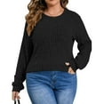 thumbnail image 6 of SEAOPEN Plus Size Tops for Women Tunic Shirts Long Sleeve Crewneck Casual Sweaters Pullover Loose Fit Black,3XL, 6 of 6