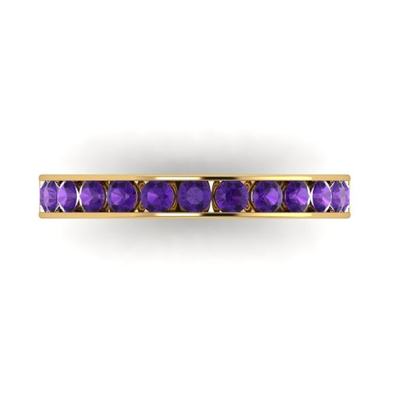 0.39 ctw Wedding Band for Women - 18K Yellow Gold Natural Amethyst Stackable Eternity Ring
