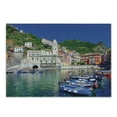 thumbnail image 1 of Vernazza Cutting Board, Panoramic View of Italian Village with Houses and Small Fishing Boats Print, Decorative Tempered Glass Cutting and Serving Board, in 3 Sizes, by Ambesonne, 1 of 2