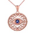 thumbnail image 1 of ROUND FILIGREE EVIL EYE PENDANT NECKLACE IN ROSE GOLD :  14K  Pendant with 18" chain, 1 of 1