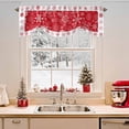 thumbnail image 2 of Winter Snowflakes Tie Up Valances Curtain, Christmas Abstract Art Red Background Adjustable Rod Pocket Short Window Treatment Tie Up Curtains Valances for Kitchen Living Room Bathroom 54x18 Inches, 2 of 9
