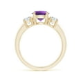thumbnail image 2 of ANGARA Natural 1.15 ct Amethyst and Diamond Three Stone Engagement Ring in 14K Yellow Gold for Women (Size-7mm) | February Birthstone, Anniversary, Jewelry Gift for Women | Natural Amethyst Ring, 2 of 9
