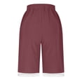 thumbnail image 4 of Weiqiqre Linen Shorts for Women Elastic Waist Capri Harem Pants with Pockets Casual Loose Solid Yoga Trousers, 4 of 6