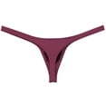 thumbnail image 2 of Botmois Men Solid Spandex Comfy Micro Pouch Thongs Sexy Bikini Tangas Guy String Swimwear Enhanced Pouch Skin Underpants Wine Red L, 2 of 3