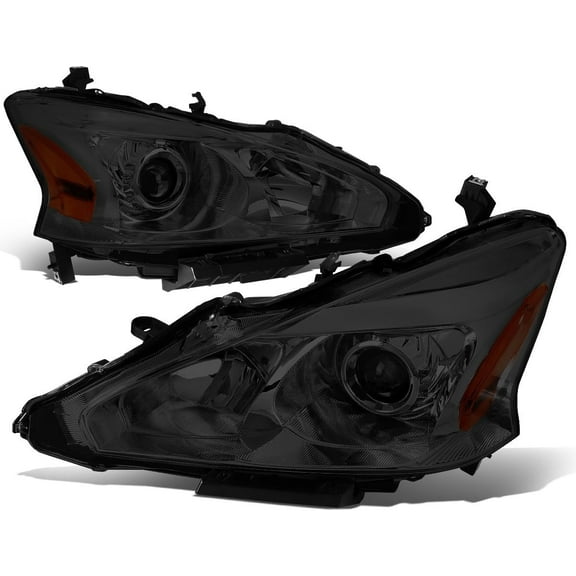 Headlights Pair Projector Lamp Set Smoked Amber for 2013-2015 Nissan Altima Sedan