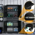 thumbnail image 6 of STANI Metal Garage Storage Cabinets with Drawer, 4 Doors Tool Storage Cabinet with 2 Adjustable Shelves, 73"H Rolling Steel Locking Cabinet for Garage Utility Room Home Office (Black, 4 Wheel), 6 of 10