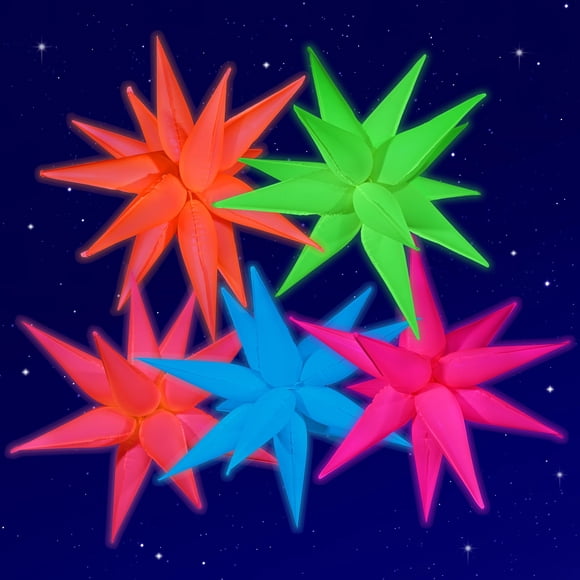 5 globos con forma de estrella de neón Mega-L que brillan en la oscuridad y brillan en la oscuridad