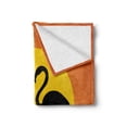 thumbnail image 2 of Tropical Soft Flannel Fleece Throw Blanket, Sunset View with Romantic Flamingos over Plants Horizon Landscape, Cozy Plush for Indoor and Outdoor Use, 60" x 80", Dark Orange Yellow Black, by Ambesonne, 2 of 6