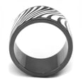 thumbnail image 3 of Luxe Jewelry Designs Women's Ion Plated Light Black Stainless Steel Ring with White Epoxy - Size 8, 3 of 4