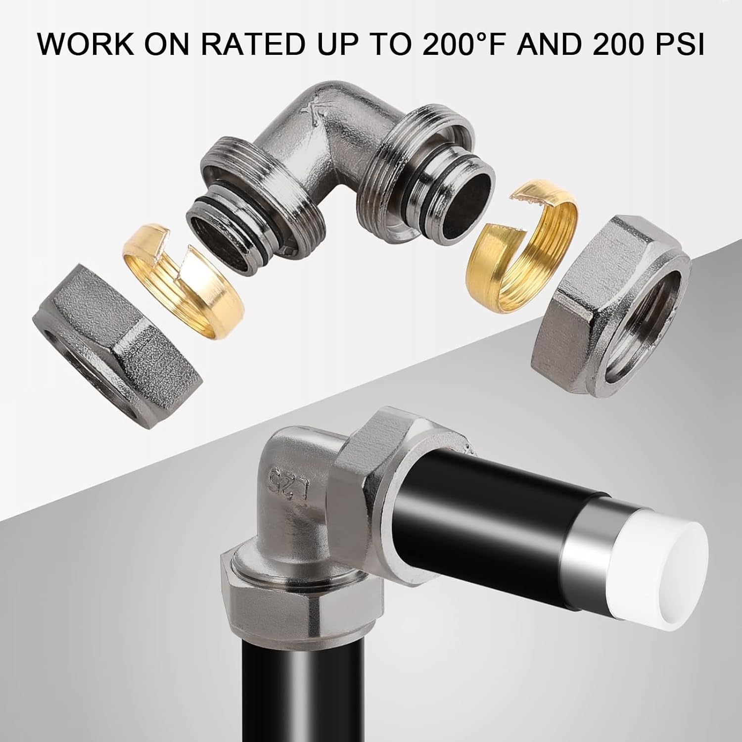 Air Compressor Hose 3/4" Air Fittings Kit, 3PCS 3/4-inch Tee Air Line Fittings and 6PCS 3/4-inch Equal Elbow Air Line Fittings Fit for Shop Air Line Kit 3/4 inch
