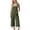 ArmyGreen, variant on Womens Boho Lace Patchwork Bib Overalls Casual Adjustable Straps Wide Leg Jumpsuits with Pockets