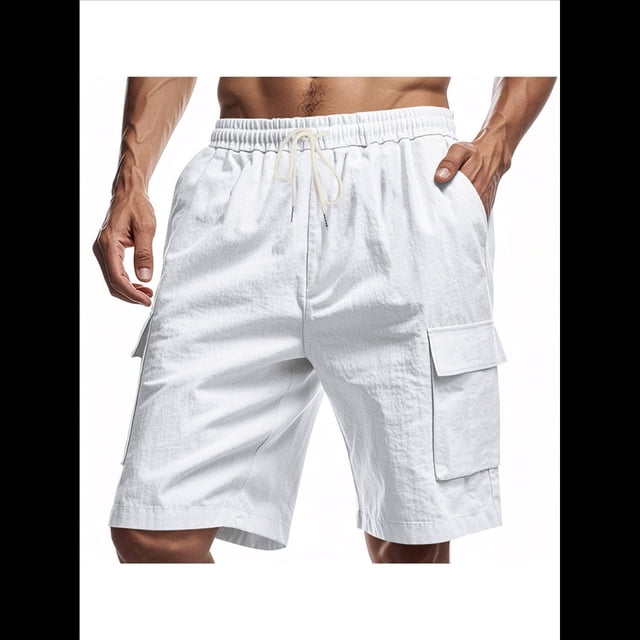 Pantalones Cortos Cargo para Hombre, Modernos, con Cordón Ajustable, Cintura Elástica, Informales, con Múltiples Bolsillos, para Entrenamiento, Deportes Al Aire Libre. L