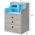 thumbnail image 2 of Nightstand with Charging Station and LED Lights, Night Stand with Hutch and Storage Drawers, Gray, 2 of 5