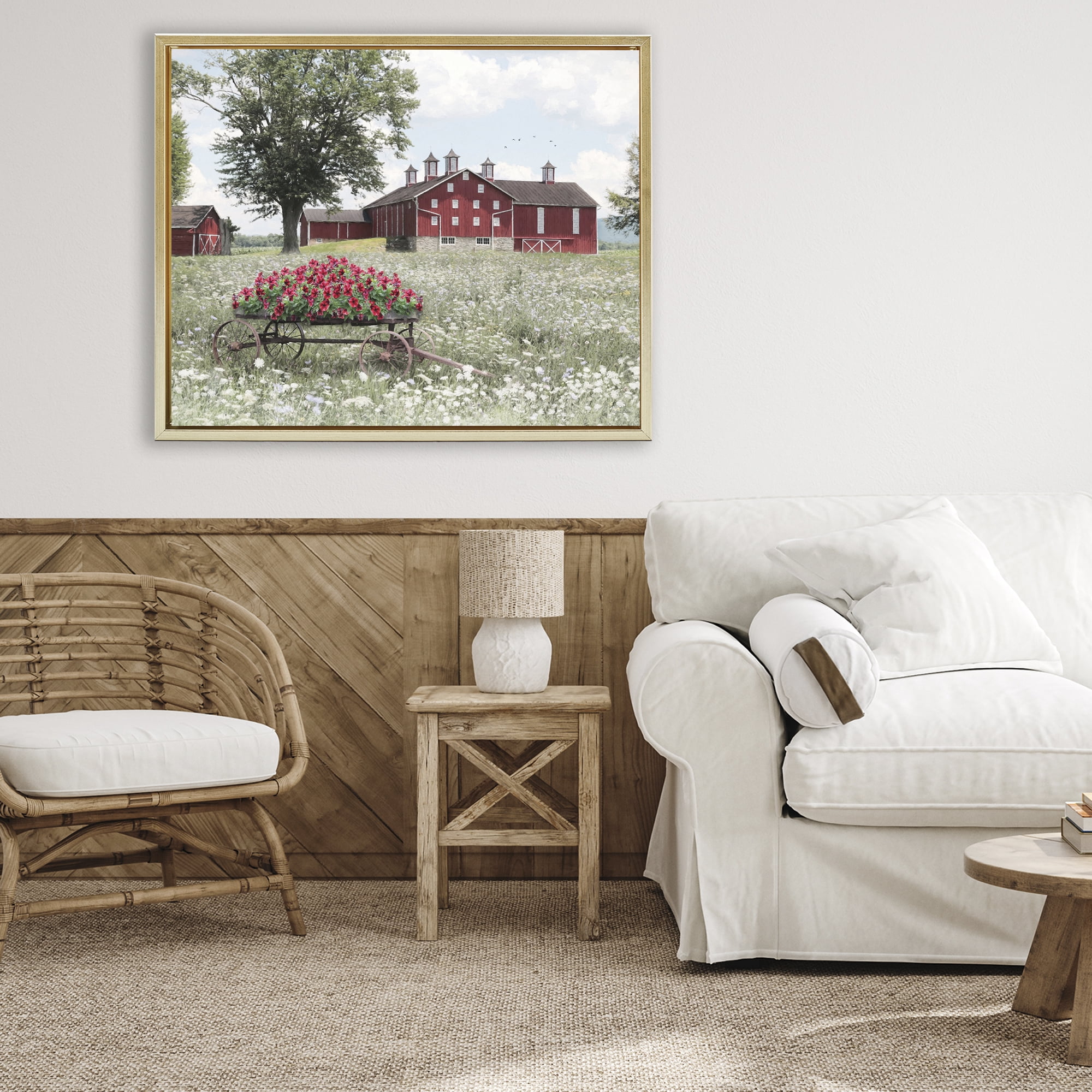 Stupell Industries Old Milton Farm Gold Framed Floater Canvas Wall Art, design by Lori Deiter