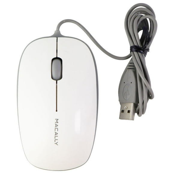 Macally Câblé Souris Pare-Chocs Optique USB pour Windows PC &amp; Plus - Blanc/gris (Utilisé)