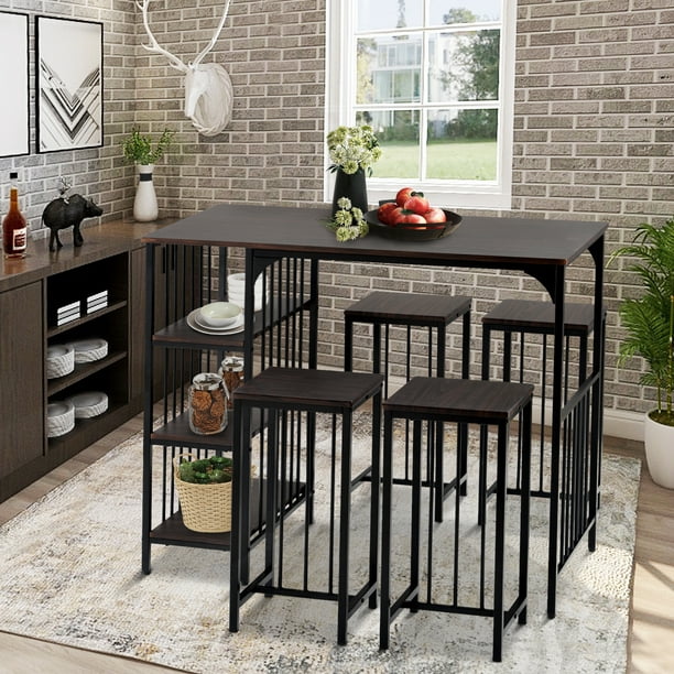 5 Piece Kitchen Bar Table Set, Bar Nook In Dining Room Table