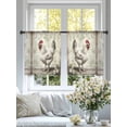 thumbnail image 5 of White Chicken Rustic Semi Sheer Curtains 45 Inch Length 2 Panels Set, Vintage Floral Oil Painting Sheer Kitchen Curtain Privacy Voile Window Curtain for Living Room Bedroom Rod Pocket Drapes, 5 of 7