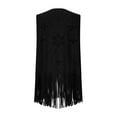 thumbnail image 5 of Amidoa Retro Womens Coats Cutout Black Open Front Suede Vest Dressy Solid Fringe Sleeveless Waistcoat Jacket for Women L, 5 of 8