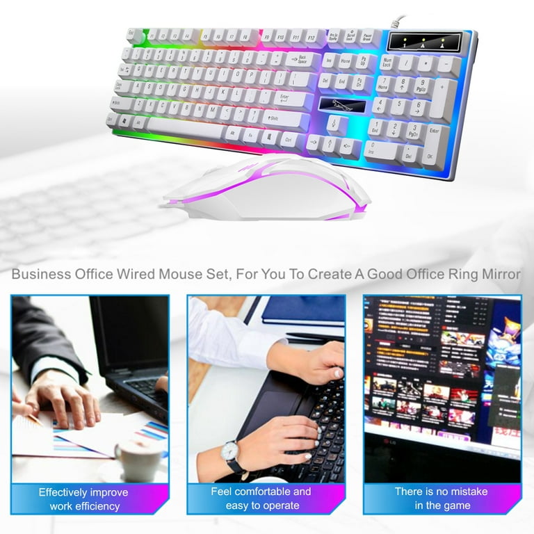 Poseca Gaming Keyboard and Mouse Combo Set, Rainbow LED RGB