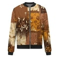 thumbnail image 4 of Women's Lightweight Floral Print Bomber Jacket Casual Zip-Up Long Sleeve Jacket with Pockets for Spring and Fall, 4 of 5