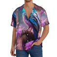 thumbnail image 1 of Balery Beautiful Flower Blue Bird Camisa Casual de Manga Corta con Botones para Hombre, Texturizada, Estilo Cubano, para Playa, Verano-3X-Large, 1 of 5
