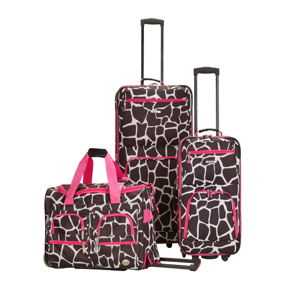 Rockland Rockland Luggage 3Piece Animal Print Luggage Set Walmart