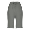 thumbnail image 3 of Dpytoraw Shorts For Women Knee Length Linen Wide Leg High Waisted Beach Summer Pants Casual Vacation Short Pant Women's Casual Pants With Pockets Grey M, 3 of 4