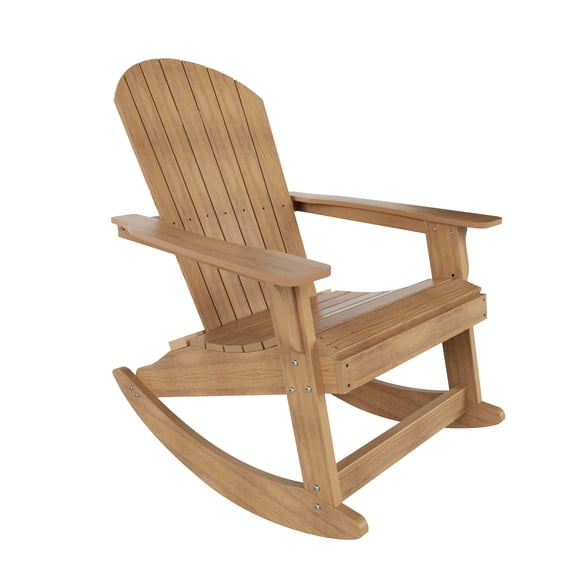 FADINGFREE Florence HDPE Adirondack Rocking Chair, Teak