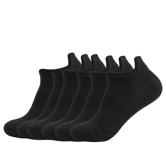 Hehanda 6 Pairs of Ankle Athletic Running Socks, Low Cut Breathable Cushioned Tab Socks for Men and Women