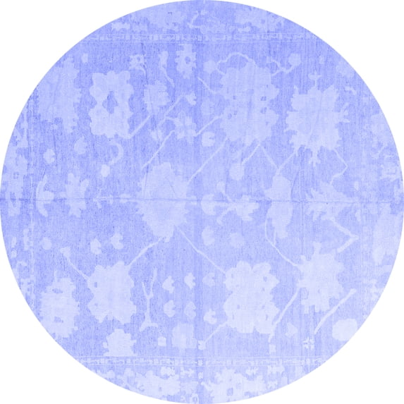 Ahgly Company Indoor Round Abstract Blue Modern Area Rugs, 8' Round