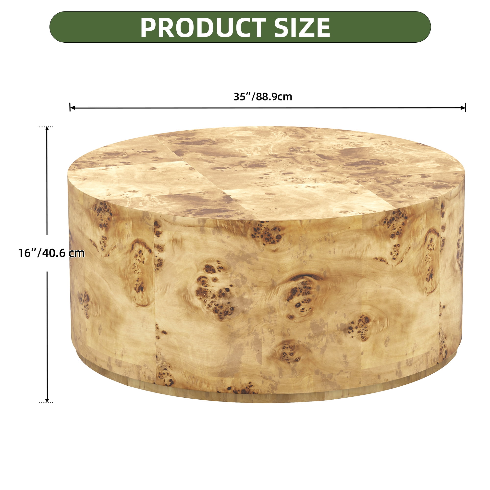 Uforic 16''H Burl Wood Coffee Table