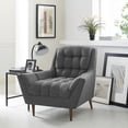 thumbnail image 5 of Armchair Accent Chair, Grey Gray, Fabric, Living Kitchen Cafe Bistro Hospitality Restaurant, Modern Contemporary HB32711, 5 of 5