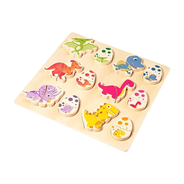 Rompecabezas de madera para niños pequeños de 1 a 3 años, juguetes de madera, juego de dinosaurio, rompecabezas de juguete para niñas y niños, rompeca
