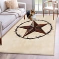 thumbnail image 5 of Area Rug 48×72in, Retro Country Western Stars Floor Carpet Living Room Rug, Pentagram on Linen Texture Non-Slip Welcome Mat Indoor Rugs for Bedroom Dining Room, 5 of 9