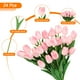 thumbnail image 3 of Uxcell 24Pcs Tulipanes Falsos Artificiales, Tulipanes Artificiales de PU que Lucen Reales con Tallos, Rosa Claro, 3 of 6