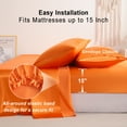 thumbnail image 4 of Luxury Satin Full Sheet Set, Orange 4-Piece, Silky Deep Pocket Fitted Sheet for Hair and Skin, 4 of 8