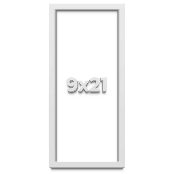 9x21 Shadow Box Frame White | 1 Inches Deep Real Wood Contemporary Shadowbox Display Frame | UV
