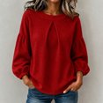 thumbnail image 2 of yillto Womens Top Puff Long Sleeve Textured Fashion Shirts Solid Color Loose Lightweight Sweatshirts, 2 of 5