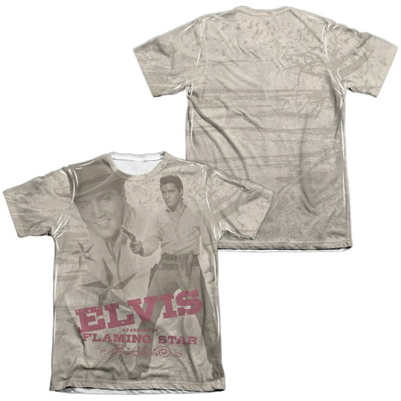 Elvis Presley Flaming Star (Front/Back Print) Sublimated T-Shirt White