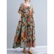 thumbnail image 5 of Vestido suelto de mujer con bolsillos Vestido de playa informal de manga corta con estampado vint MABOTO Vestido, 5 of 7