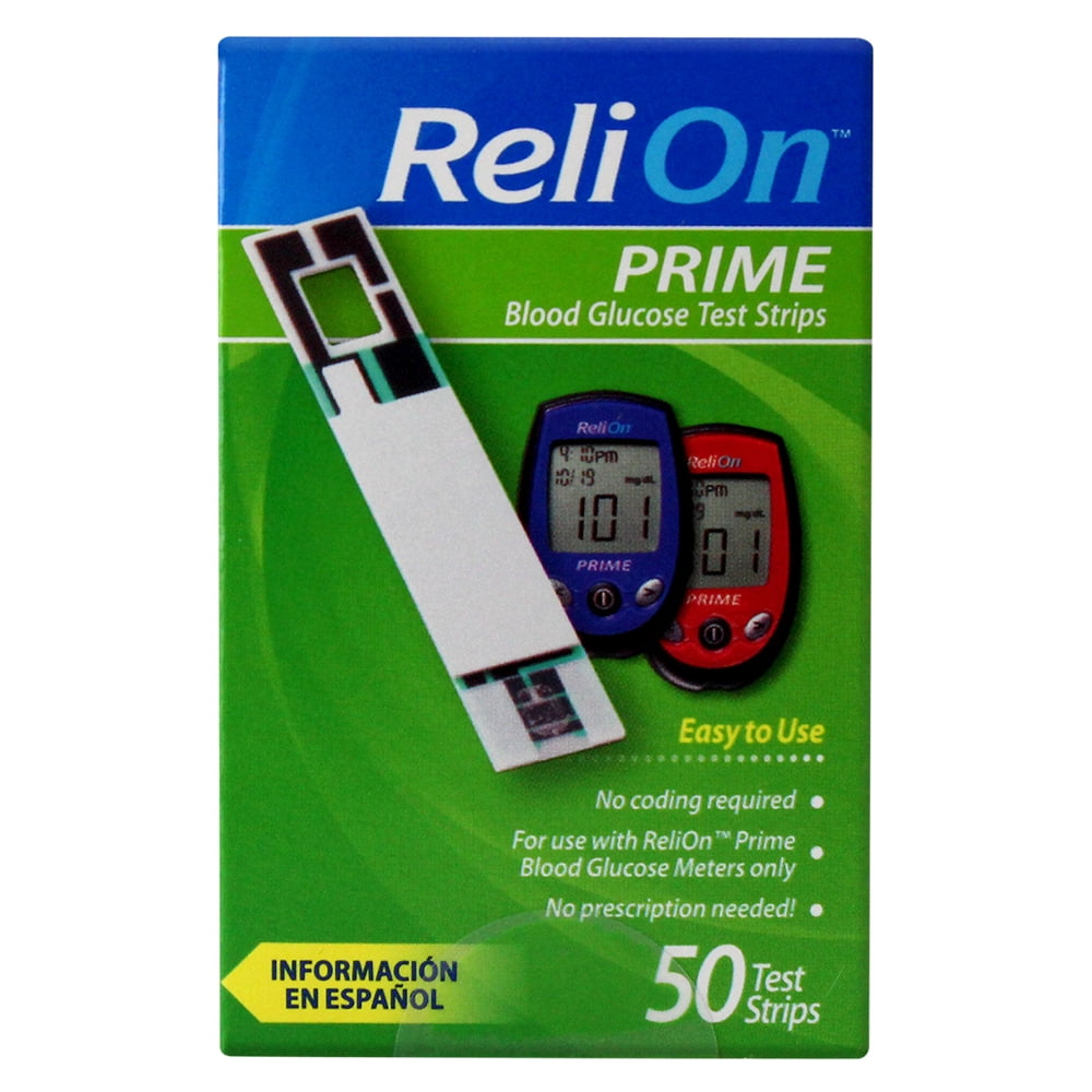 ReliOn Prime Blood Glucose Test Strips, 50 count - Walmart.com ...