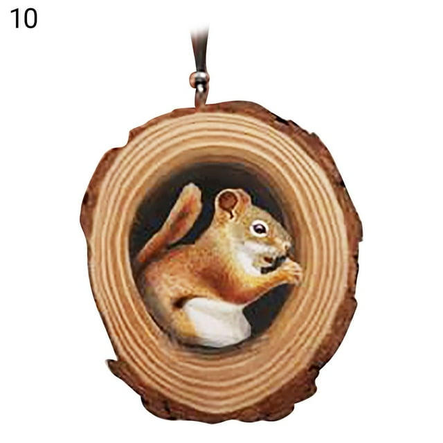 OUSITAID Exquisite Hanging Pendant Widely Use Wood Animal Pattern Xmas Tree Ornament for Festival