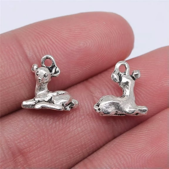 K-KED 140 Pcs Antique Silver Deer Charms Pendant 11x11MM B13005
